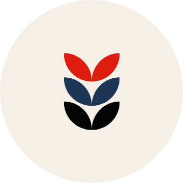 Plant illustration, red, blue, black